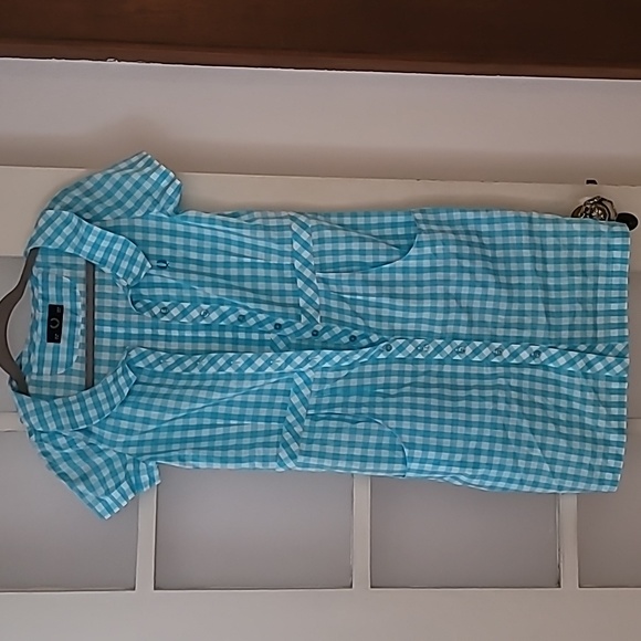 Fred Perry blue and white gingham button up dreas - Picture 2 of 5